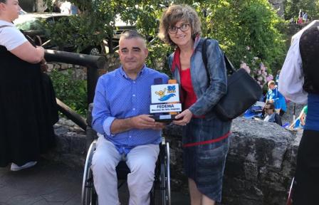 Foto de la ministra Carcedo durante el XXVI Descenso del Sella Adaptado