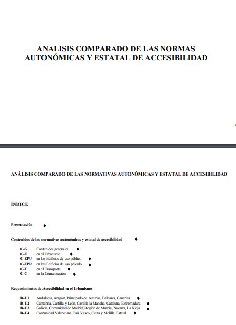 ANALISIS COMPARADO DE LAS NORMAS AUTONOMICAS Y ESTATALES DE ACCESIBILIDAD ANALISIS COMPARADO DE LAS NORMAS AUTONOMICAS Y ESTATALES DE ACCESIBILIDAD