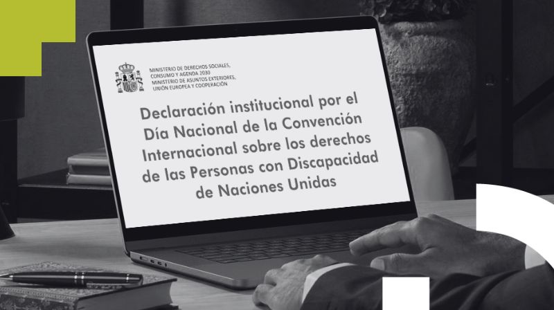 Imagen noticia Foto de la pantalla de un ordenador portátil con el texto Declaración institucional por el Día Nacional de la Convención Internacional sobre los dere