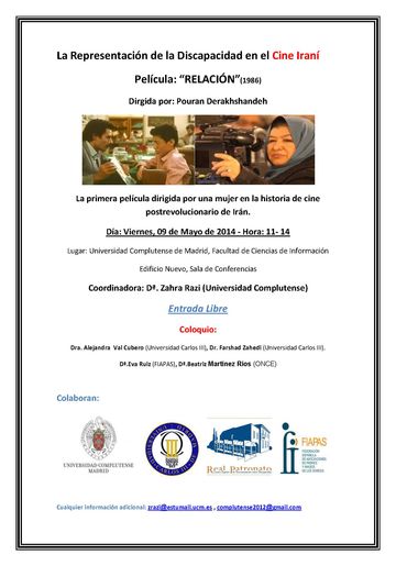  Foto Cineforum sobre la representación de la discapacidad en el cine iraní