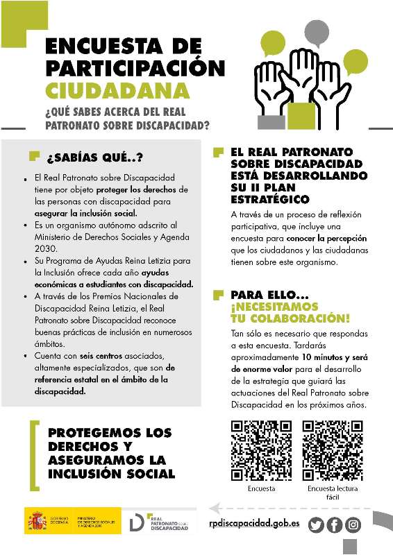 Infografía de la encuesta sobre el II Plan Estratégico del Real Patronato sobre Discapacidad