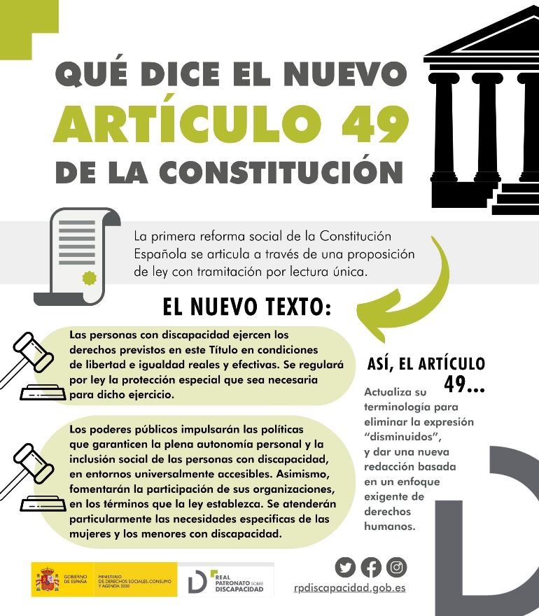 Infografía Nuevo Artículo 49 de la Constitución Española
