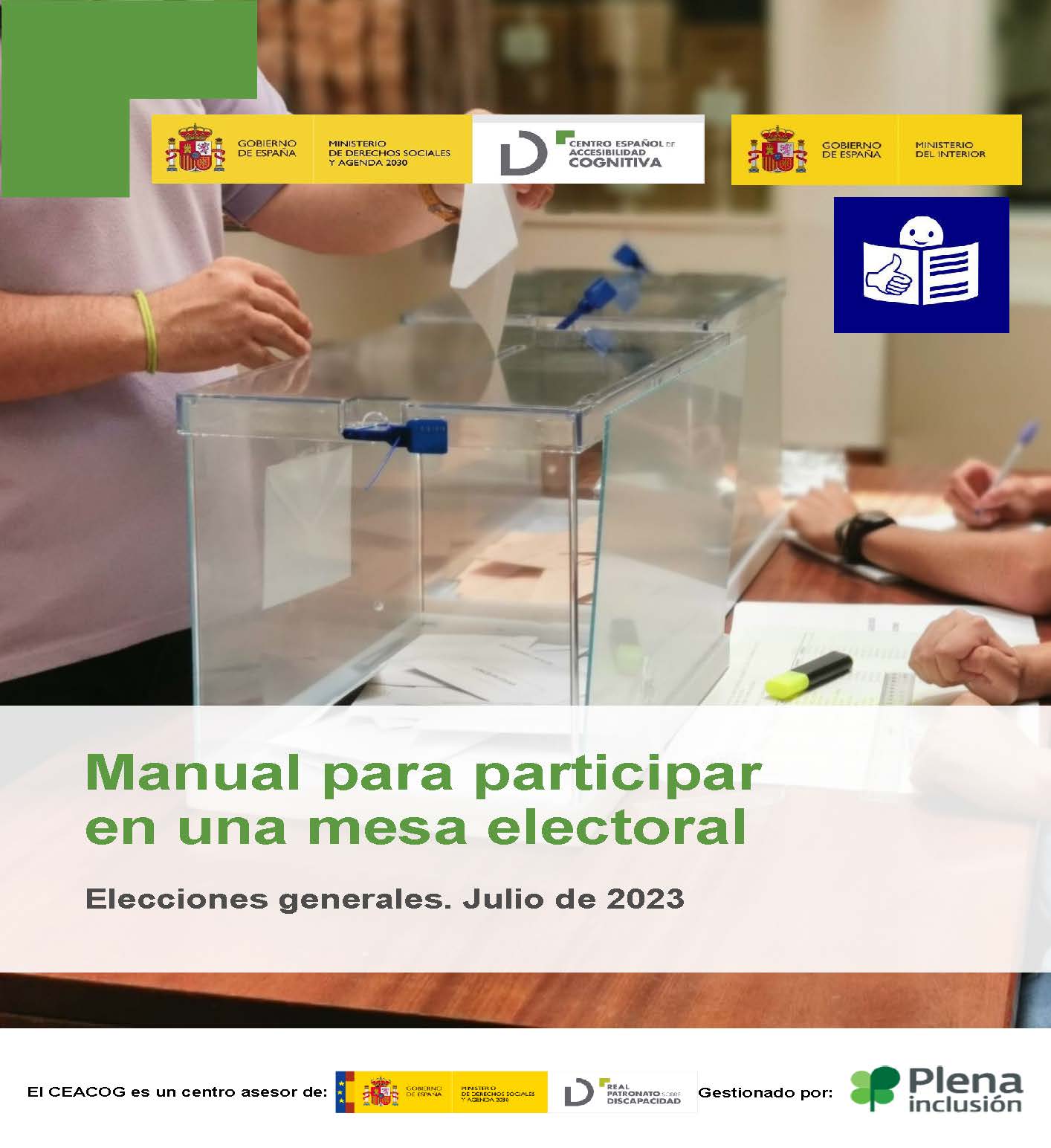 Imagen noticia Portada del Manual para participar en una mesa electoral. Elecciones generales. Julio de 2023 (lectura fácil)