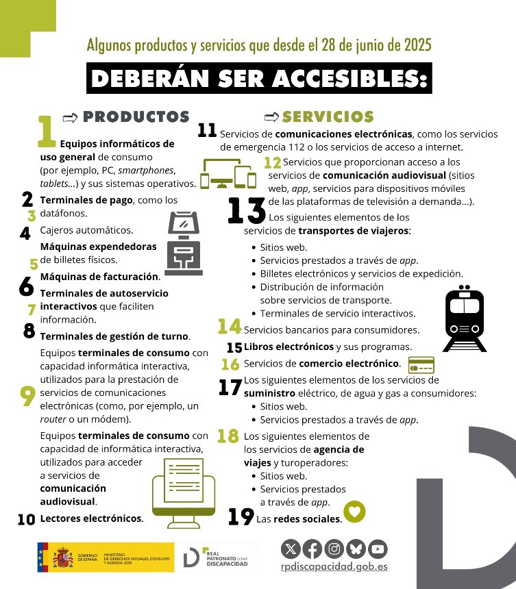 Algunos productos y servicios que desde el 28 de junio de 2025 deber&aacute;n ser Accesibles.